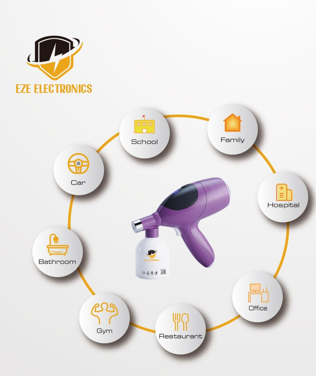 EZE CX21 Fashion Design Cordless Handheld Disinfectant Spray Gun Black